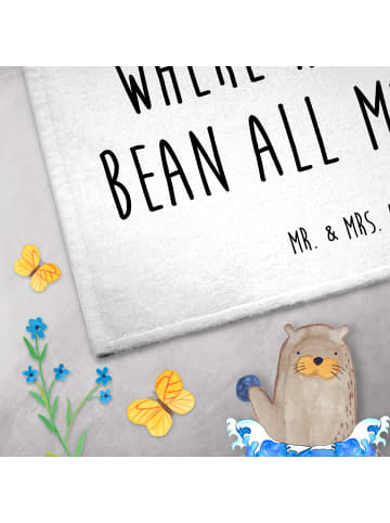 Mr. & Mrs. Panda Handtuch Gäste-WC Kaffee Bohne mit Spruch in Weiß