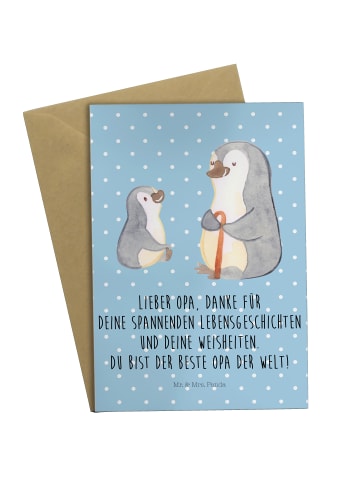Mr. & Mrs. Panda Glückwunschkarte Pinguin Opa Enkel mit Spruch in Blau Pastell