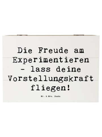 Mr. & Mrs. Panda Holzkiste Spruch Die Freude am Experimentieren ... in Weiß