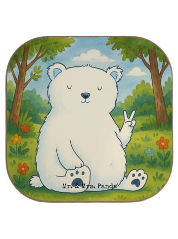 Mr. & Mrs. Panda Glasuntersetzer Eisbär Faul Design ohne Spruch in Weiß