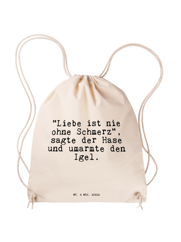 Mr. & Mrs. Panda Jutebeutel "Liebe ist nie ohne... mit Spruch in Creme