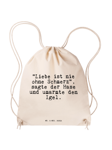 Mr. & Mrs. Panda Sportbeutel "Liebe ist nie ohne... mit Spruch in Creme