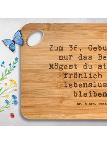 Mr. & Mrs. Panda Schneidebrett Spruch 36. Geburtstag mit Spruch in Braun