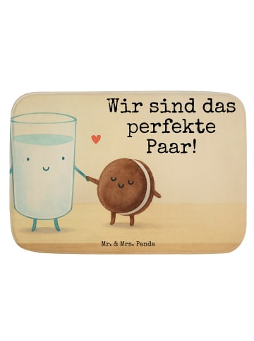 Mr. & Mrs. Panda Badeteppich Milch Keks Design mit Spruch in Weiß