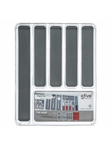 5five Simply Smart Besteck-Schubladenorganizer, Behälter, 6 Fächer in Schwarz, 40 x 32 cm