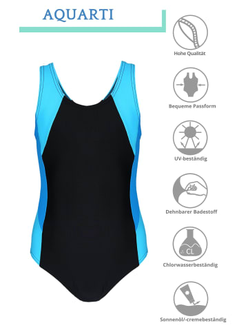 Aquarti Mädchen Badeanzug mit Ringerrücken in hellblau