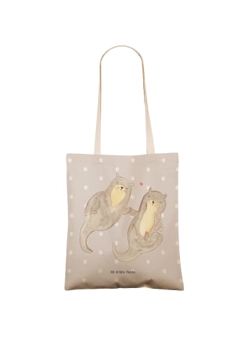Mr. & Mrs. Panda Tasche Otter Hände halten ohne Spruch in Grau Pastell