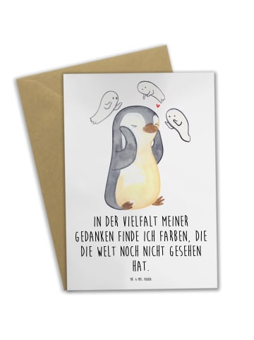 Mr. & Mrs. Panda Grußkarte Pinguin Schizophrenie mit Spruch in Weiß