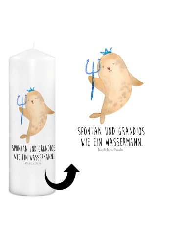 Mr. & Mrs. Panda Weihnachtskerze Sternzeichen Wassermann mit Spruch in Weiß