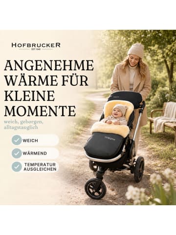 Hofbrucker Lammfell-Fußsack Putzi für Kinderwagen und Buggy in Schwarz Meliert