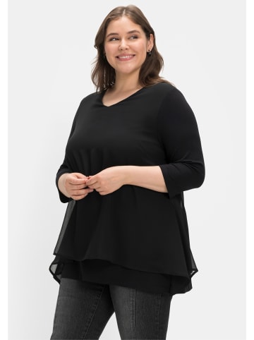sheego 3/4-Arm-Shirt in schwarz