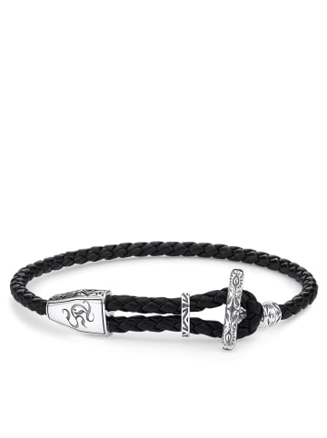 Thomas Sabo Lederarmband Ornament in silber, schwarz