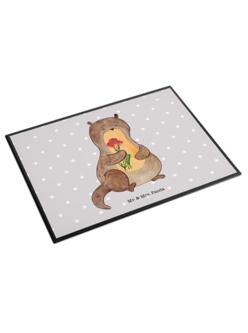 Mr. & Mrs. Panda Bastelunterlage Otter Blumenstrauß ohne Spruch in Grau Pastell