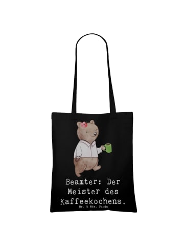 Mr. & Mrs. Panda Jutebeutel Beamter Kaffeemeister mit Spruch in Schwarz