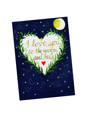 Mr. & Mrs. Panda Postkarte Love u to the moon & back mit Spruch in Bunt