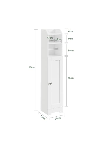 SoBuy Badezimmerschrank in Reinweiß - (W) 18 x (H) 95 x (L) 20 cm