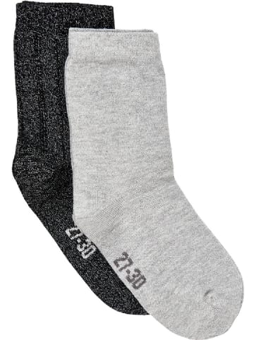 Minymo Kinder Socken "Ankle sock w. lurex (2-pack)" in Grau
