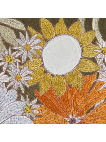 Butlers Kissen BOHEMIAN Blume in Olivgrün