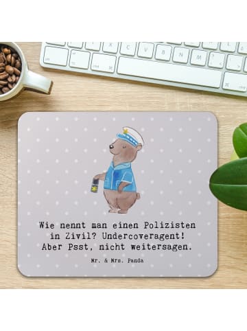 Mr. & Mrs. Panda Mousepad Geheimer Polizist mit Spruch in Grau Pastell