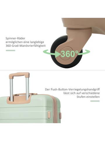 ABRIHOME 3er Koffer Set M-L-XL mit 4 Rollen und TSA, Grün