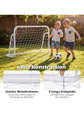COSTWAY Fußballtor Garten Stahl1 21 x 60 x 80 cm 3-12 Jahre in Silber