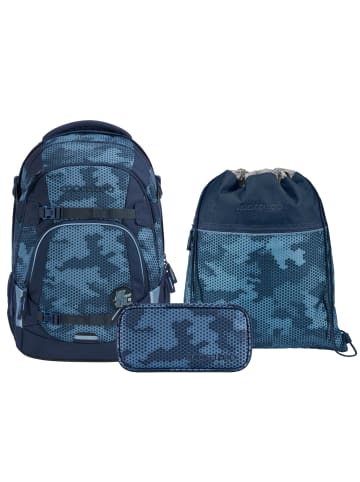 Coocazoo Schulrucksack-Set MATE Geometric Sky in blau 3-teilig