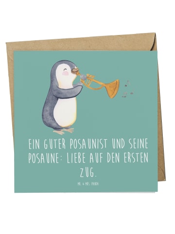 Mr. & Mrs. Panda Gutscheinkarte Posaune Liebe mit Spruch in Meeresbrise