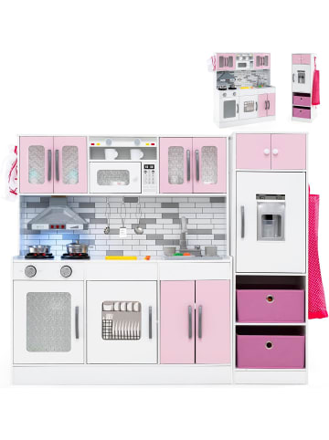 COSTWAY Kinderküche inkl. 22 Zubehörteilen in Rosa