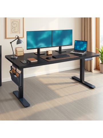 SONGMICS Schreibtisch Balok in Schwarz - (B)80 x (H)(72-120) x (T)180 cm
