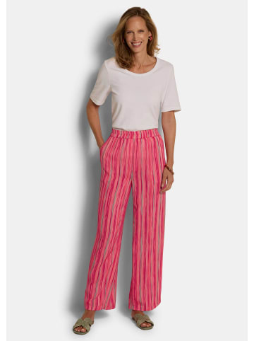 GOLDNER Viskosehose mit Streifen-Muster in pink / salbei / gemustert
