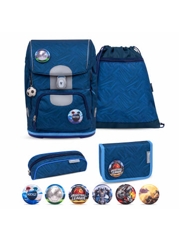 Belmil 5tlg-Set: Schulranzen Set Motion Blue Motion in Blau H35xL27xT20 cm