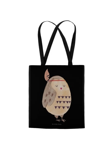Mr. & Mrs. Panda Tote Bag Eule Federschmuck ohne Spruch in Schwarz