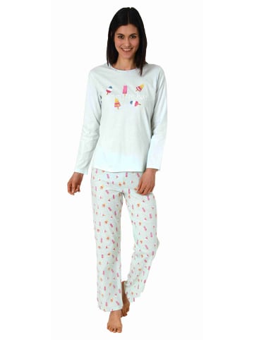 NORMANN Schlafanzug lang Pyjamahose allover - 71385 in hellblau