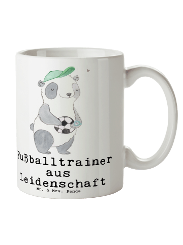 Mr. & Mrs. Panda Henkelpott Fußballtrainer Leidenschaft mit Spruch in Weiß