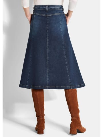GOLDNER Kurzgröße:  Bequemer Denim-Rock mit Formbund in dunkelblau