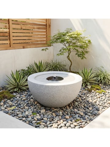 COSTWAY Gartenbrunnen mit LED Beleuchtung & Pumpe 50,5 x 50,5 x 25 cm in Grau