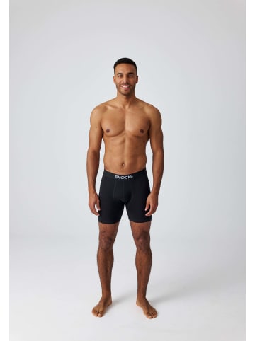 SNOCKS Lange Boxershorts Mix (Schwarz/Grau/Dunkelblau) 6 Stück