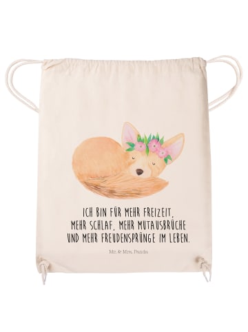 Mr. & Mrs. Panda gymnastiktasche Wüstenfuchs Blumen mit Spruch in Creme