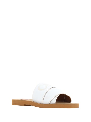 Chloé Weiß Baumwolle Pantoletten Woody Sandalen