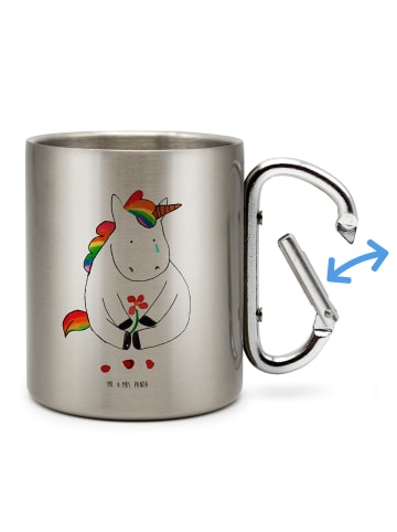 Mr. & Mrs. Panda Outdoor Tasse Einhorn Traurig ohne Spruch in Silber