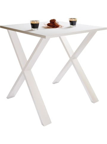 VCM  Premium Holz Esstisch Küchentisch Xona X 80x80 in Weiß / Weiß