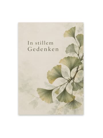Mr. & Mrs. Panda Trauerspruchkarte Ginkgo elegant Design mit Spruch in Weiß