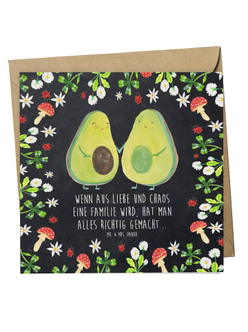 Mr. & Mrs. Panda Einladungskarte Avocado Pärchen mit Spruch in Kreidetafel