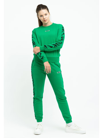 Tom Barron Freizeitanzug Tom Barron Women Regular Fit Zebra Pattern Sweatshirt And Pant Set in grün