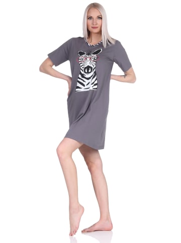 NORMANN kurzarm Nachthemd - 73091 in grau