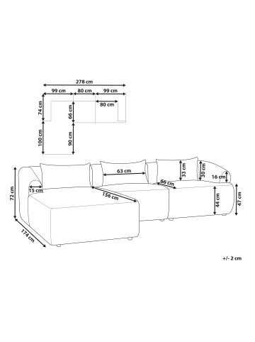 Beliani 4-tlg 3-Sitzer Sofa SVANSELE in Weiß