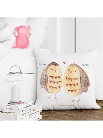 Mr. & Mrs. Panda Kuschelkissen Eulen Liebe ohne Spruch in Weiß