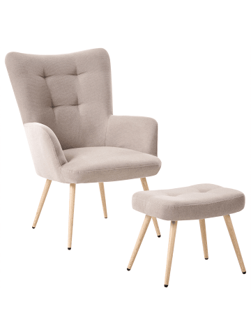 Beliani 2-tlg Sessel VEJLE in Beige/Braun