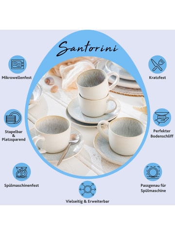 Sänger 8 tlg. Kaffeetassen Set Santorini in Creme mit Flieder-Blauem Verlauf