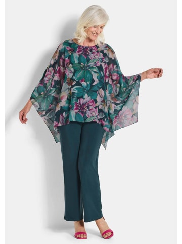 GOLDNER Elegantes Blusenshirt, florales Design in smaragd / gemustert